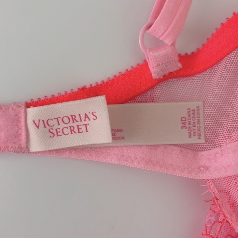 Victoria’s Secret Very Sexy pink lace bustier with garter clips. Size 34D. EUC - Picture 8 of 11